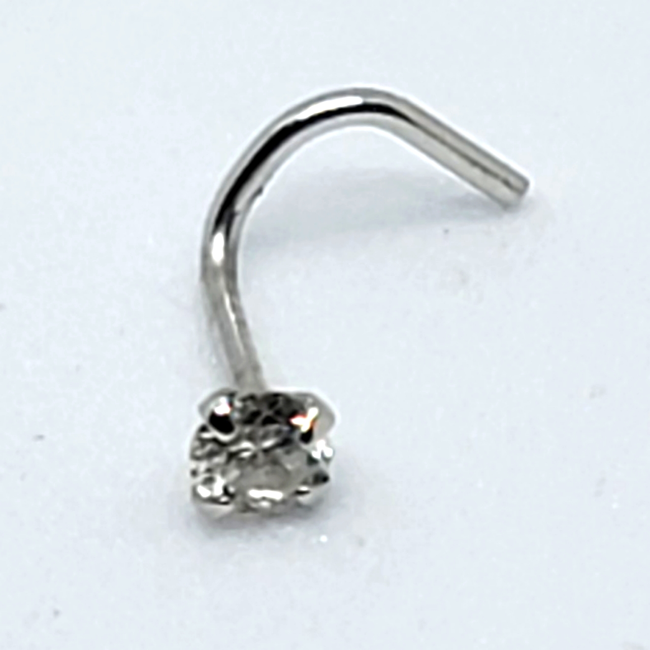 14k White Gold Genuine Diamond Nose Screw